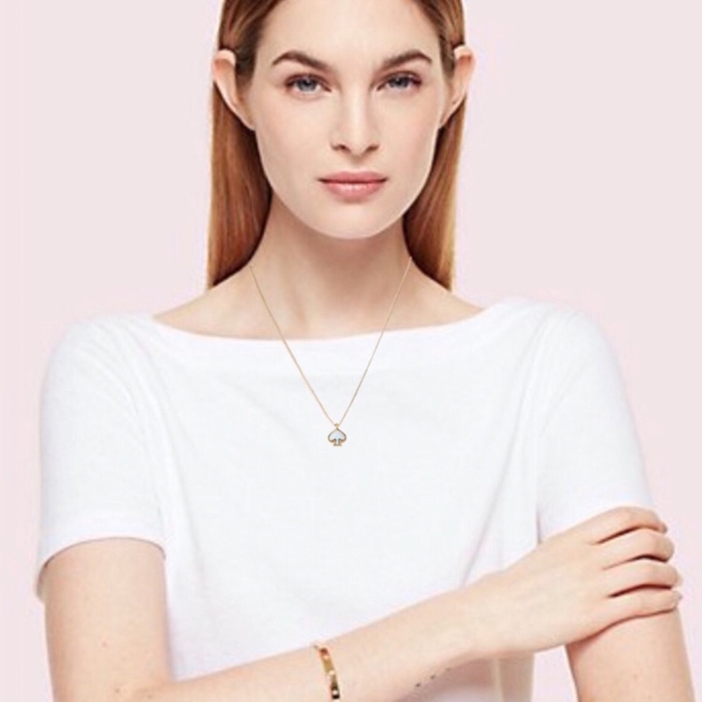 KATE SPADE • Mini Signature Spade Mother of Pearl Pendant Necklace - Picture 2 of 10